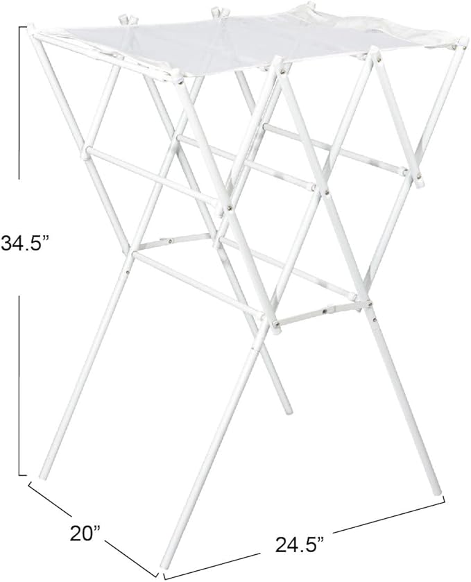 Household Essentials Clothes Drying Rack, Foldable, Expandable and Collapsible Laundry Drying Rack, White-BubblyBeeBaby