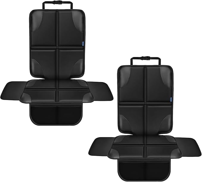 Car Seat Protector, Child Carseat Covers, Protector Car Seat for Baby with Thickest Padded and Non-Slip Waterproof Backing Mesh Pockets for Kids Pets-2 Pack-BubblyBeeBaby