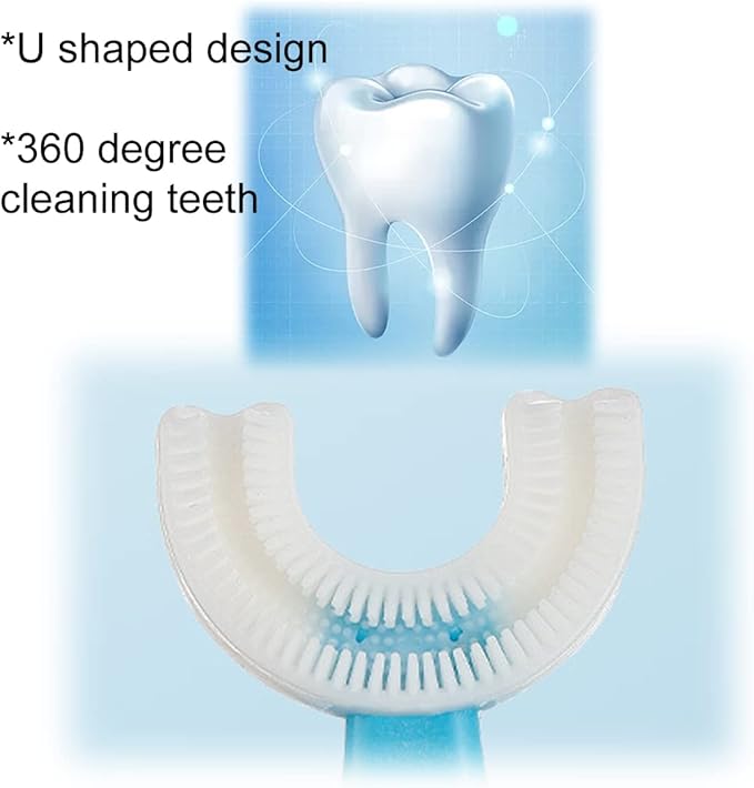 2 Pcs U-Shaped Kids Toothbrush, Premium Soft Manual Training Toothbrush for Kids 2-6 Years Old. (Blue+Pink)-BubblyBeeBaby