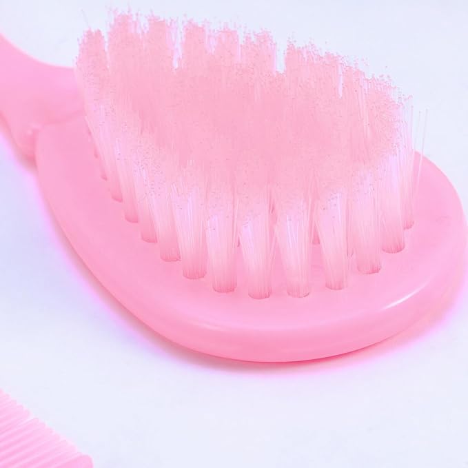 HEALLILY Kids Comb Baby Hair Brush and Comb Set for Newborn Scalp Grooming Product for Infant Toddler Kids (Pink)-BubblyBeeBaby
