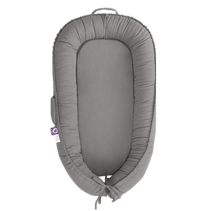 Infant Lounger, Baby Nest Cover for Baby Girls & Boys, Newborn Essentials for Baby 0-18 Months, 100% Cotton Breathable (Slate_Gray)-BubblyBeeBaby