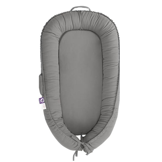 Infant Lounger, Baby Nest Cover for Baby Girls & Boys, Newborn Essentials for Baby 0-18 Months, 100% Cotton Breathable (Slate_Gray)-BubblyBeeBaby