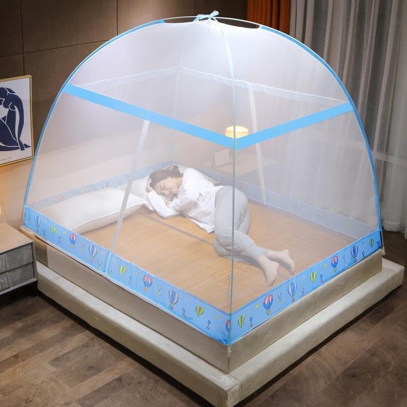 Pop-Up Mosquito Net Tent for Beds, Portable Folding Design with Net Bottom Bedroom and Outdoor Trip for Baby Adults, Easy to Install and Wash for Twin to King Size Bed 79 x71x59 inch (B)