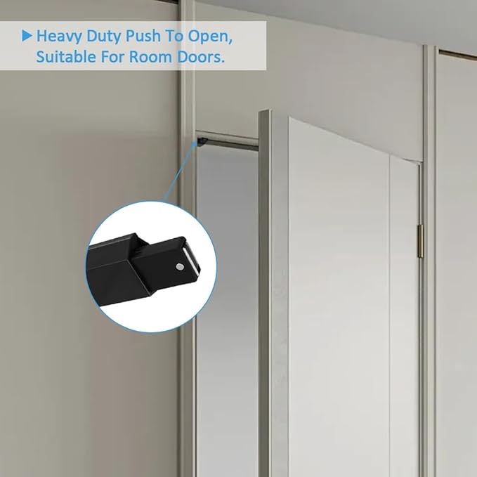 Heavy Duty Push to Open Door Latch, 2 Pack Black Magnetic Push Latches, Hidden Push Touch Latch Hardware for Push to Open Cabinet, Magnetic Door Catch for Cabinet Drawer Wardrobe Kitchen Door-BubblyBeeBaby
