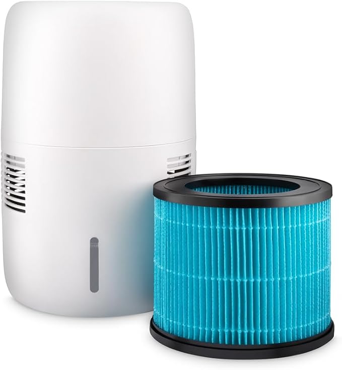 Humea Smart Evaporative Humidifier with WiFi & App Control - 3L Tank, 4 Speeds, 300ml/h - Quiet, Mist-Free, No White Dust - Nightlight - For Allergies, Dry Skin, Better Sleep - White-BubblyBeeBaby