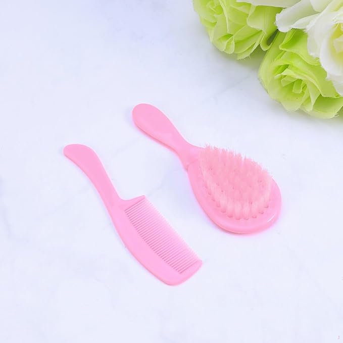 HEALLILY Kids Comb Baby Hair Brush and Comb Set for Newborn Scalp Grooming Product for Infant Toddler Kids (Pink)-BubblyBeeBaby
