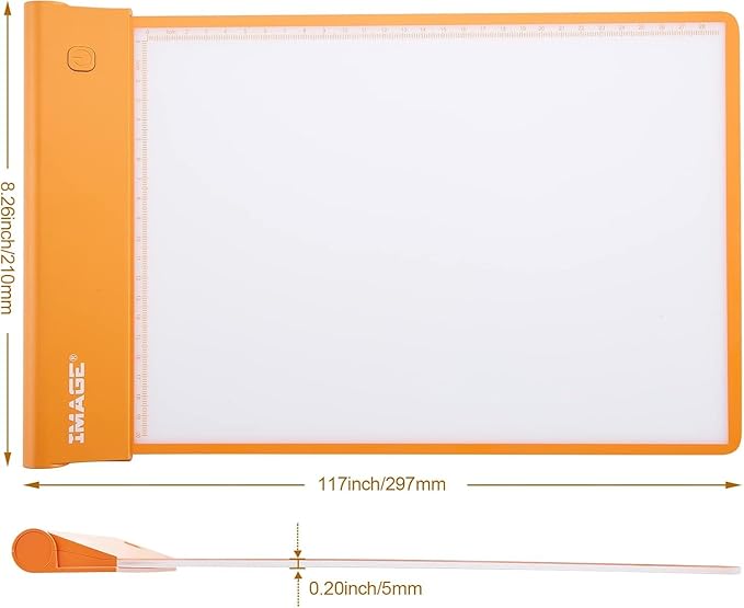 IMAGE Light Up Tracing Pad Orange Drawing Tablet Coloring Board for Kids Children Toy Gift for Girls Boy (Includes 10 Traceable Sheets and Two Clips)-BubblyBeeBaby
