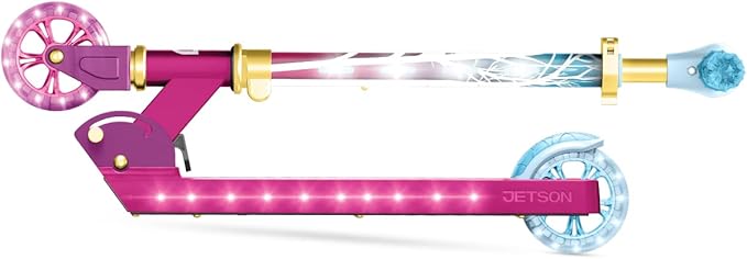 Jetson Character Kids Kick Scooter, LED Lights on Stem & Light-Up Wheels, Lightweight Frame, Height-Adjustable Handlebar, Lean-to-Steer System, Easy-Fold Mechanism-BubblyBeeBaby