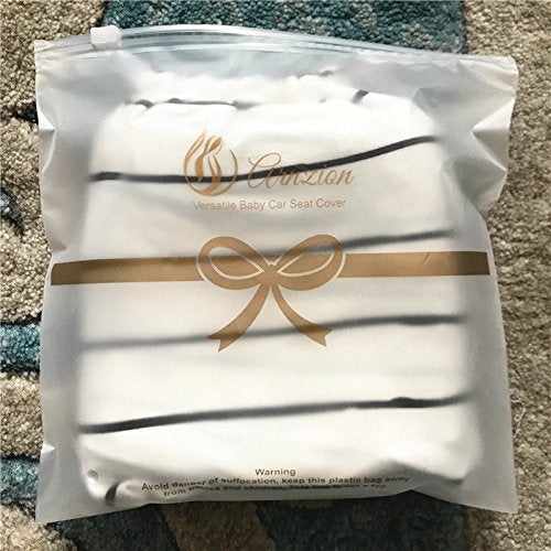 Car Seat Cover Baby – Multi-use Nursing Cover-Up for Breastfeeding, Carseat Canopy Cover, Stretchy Infant Stroller Covers for Boys and Girls (White with Black Stripes)-BubblyBeeBaby