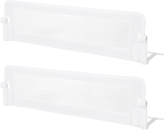 HONEY JOY 2 Pack Bed Rails for Toddlers, 60-Inch Extra Long, Foldable Portable Swing Down Safety Bed Guard Rail, Toddler Bed Rails for Crib, King Queen Full Twin Size Bed Mattress (White)-BubblyBeeBaby