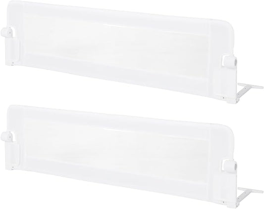 HONEY JOY 2 Pack Bed Rails for Toddlers, 60-Inch Extra Long, Foldable Portable Swing Down Safety Bed Guard Rail, Toddler Bed Rails for Crib, King Queen Full Twin Size Bed Mattress (White)-BubblyBeeBaby