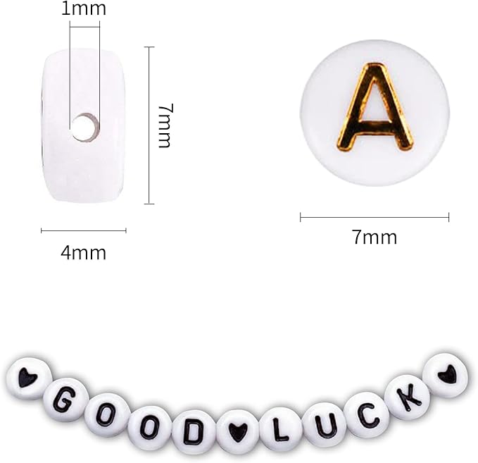 1400pcs Letter Beads, 4x7 mm Acrylic Alphabet Beads, Beads for Jewelry and Bracelet Making, in 28 Grid Box (White and Gold)-BubblyBeeBaby