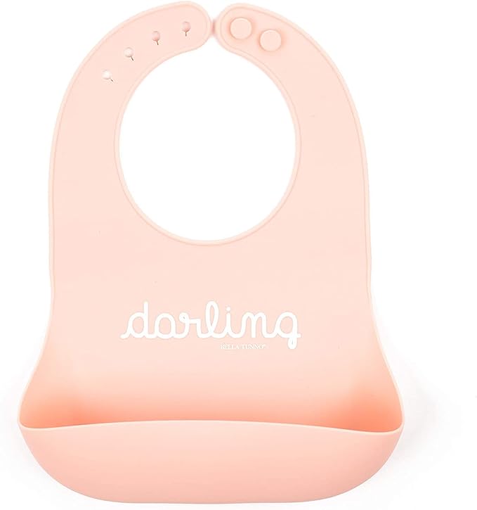 Baby Bib for Eating by Bella Tunno, Waterproof Silicone Bib with Large Food Catcher, Adjustable Fit for Babies 4-12 months & Toddlers 1-3 Years, Boys & Girls, Darling-BubblyBeeBaby