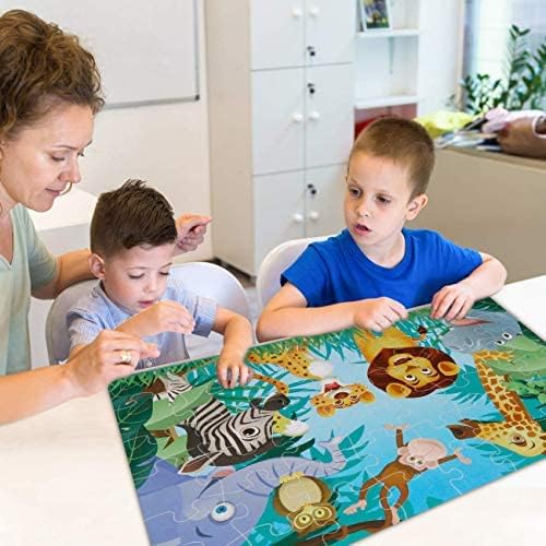 Jumbo Floor Puzzle for Kids Animal Jigsaw Large Puzzles 48 Piece Ages 3-6 for Toddler Children Learning Preschool Educational Development Toys 4-8 Years Old Birthday Gift for Boys and Girls-BubblyBeeBaby