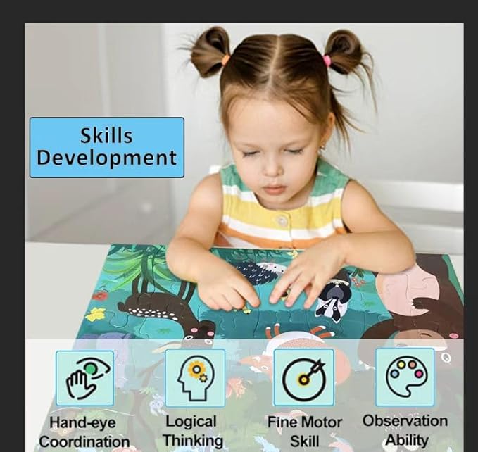 Jumbo Floor Puzzle for Kids, Large Jigsaw Puzzles 35 Piece for Kids Ages 3-5,Preschool Learning & Education Toys, Gifts for 4-8 Year Old Boys and Girls (Forest Animals)-BubblyBeeBaby