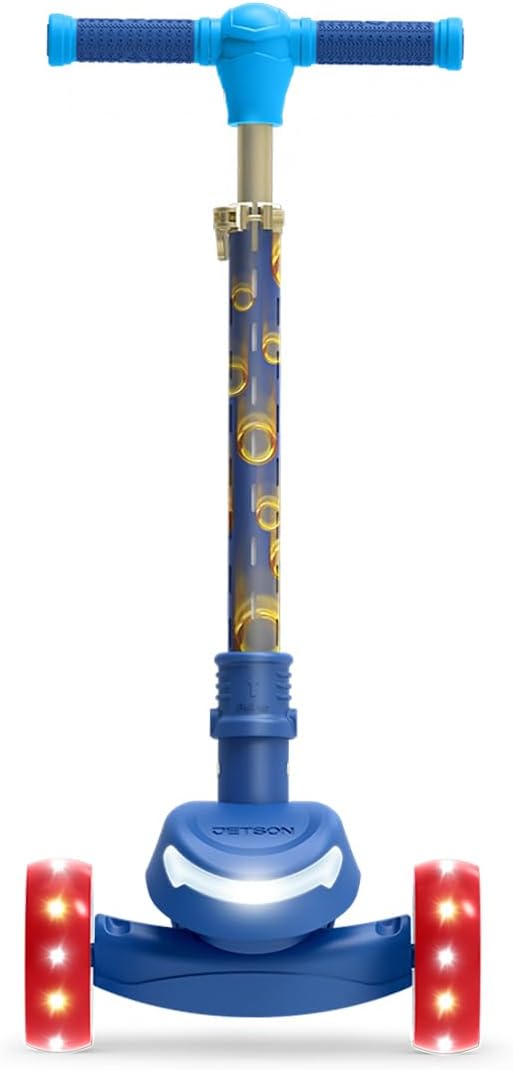 Jetson Character Kids Kick Scooter, LED Lights on Stem & Light-Up Wheels, Lightweight Frame, Height-Adjustable Handlebar, Lean-to-Steer System, Easy-Fold Mechanism-BubblyBeeBaby