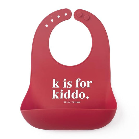 Bella Tunno Baby Bib for Eating, Waterproof Silicone Bib with Large Food Catcher, Adjustable Fit for Babies 4-12 months & Toddlers 1-3 Years, Boys & Girls, K for Kiddo-BubblyBeeBaby