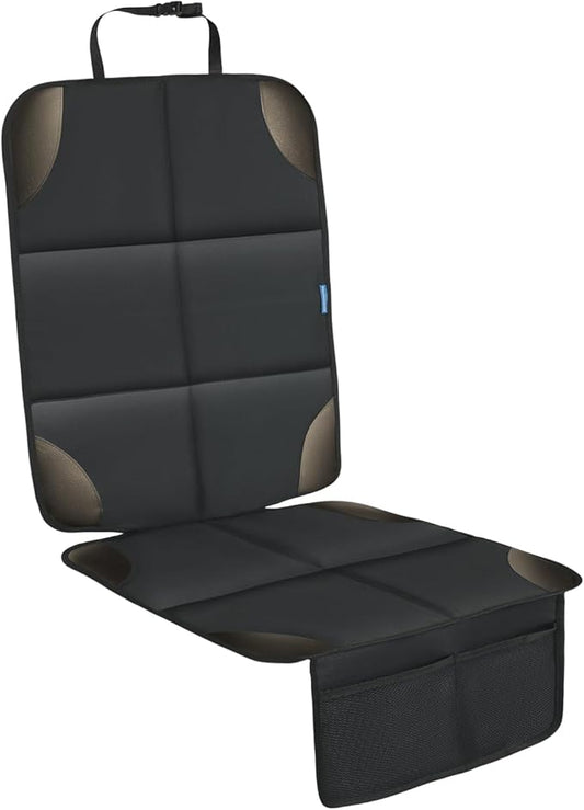 Car Seat Protector for Child Carseat, 1 Pack Protect Car Seats Cover for Baby with Thickest Padding and Non-Slip Padded Backing Mesh Pockets Kids Pets Car Back Seat Protectors(Darkgrey)-BubblyBeeBaby