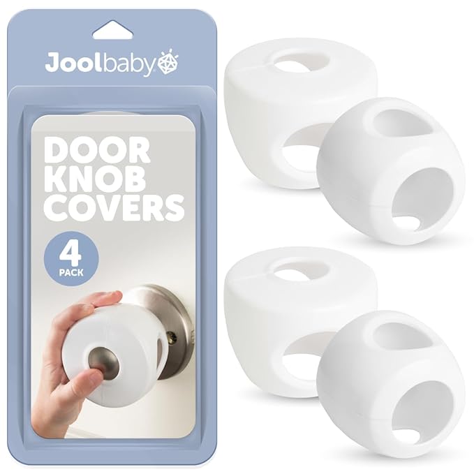 Jool Baby Door Knob Child Safety Covers (4 Pack) Prevent Kids from Opening Doors – Easy to Install-BubblyBeeBaby