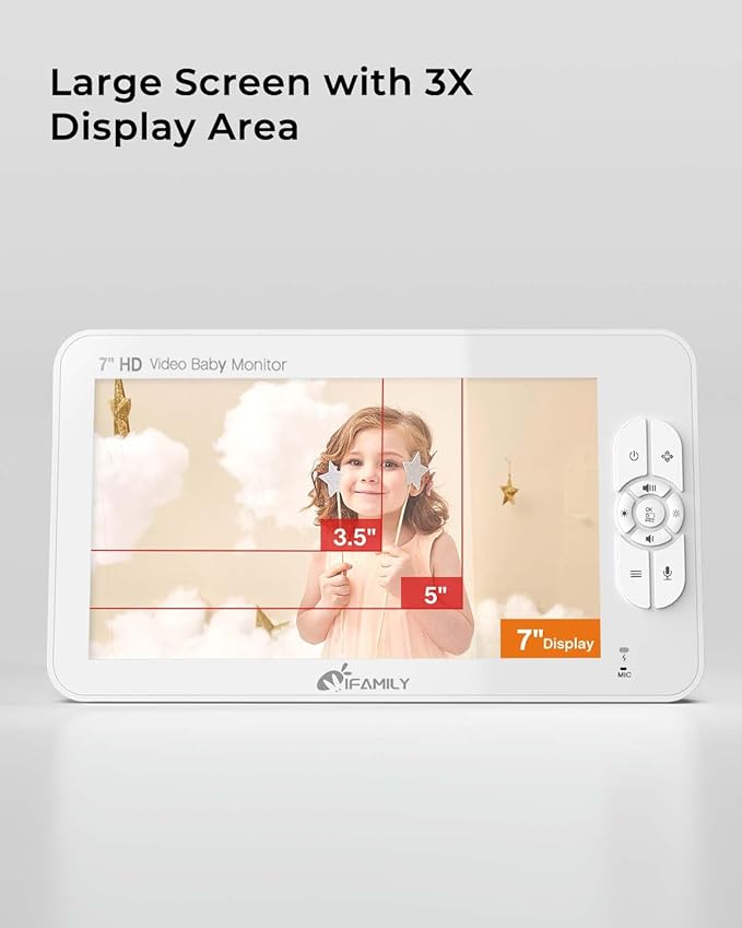 iFamily 7" Large Split Baby Monitor with 2 HD Cameras and Audio, 1080P HD Video Baby Monitor No WiFi,Hack Proof-BubblyBeeBaby
