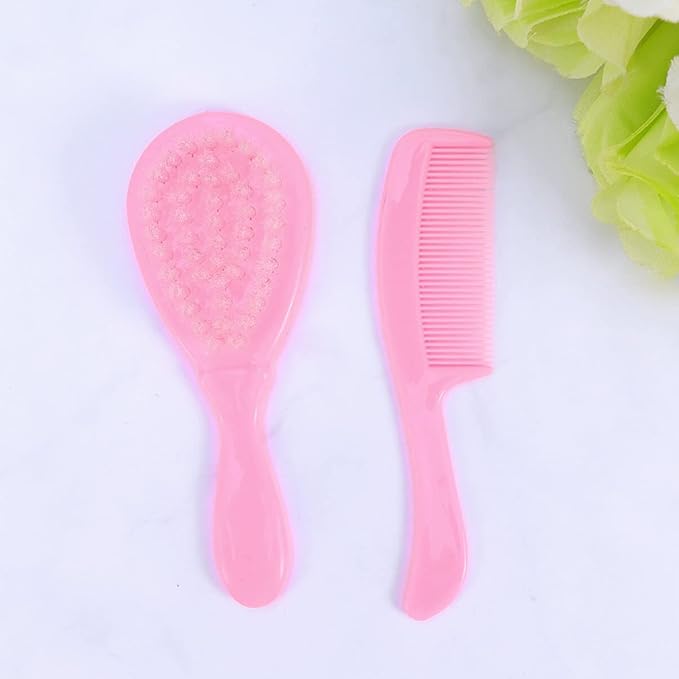 HEALLILY Kids Comb Baby Hair Brush and Comb Set for Newborn Scalp Grooming Product for Infant Toddler Kids (Pink)-BubblyBeeBaby