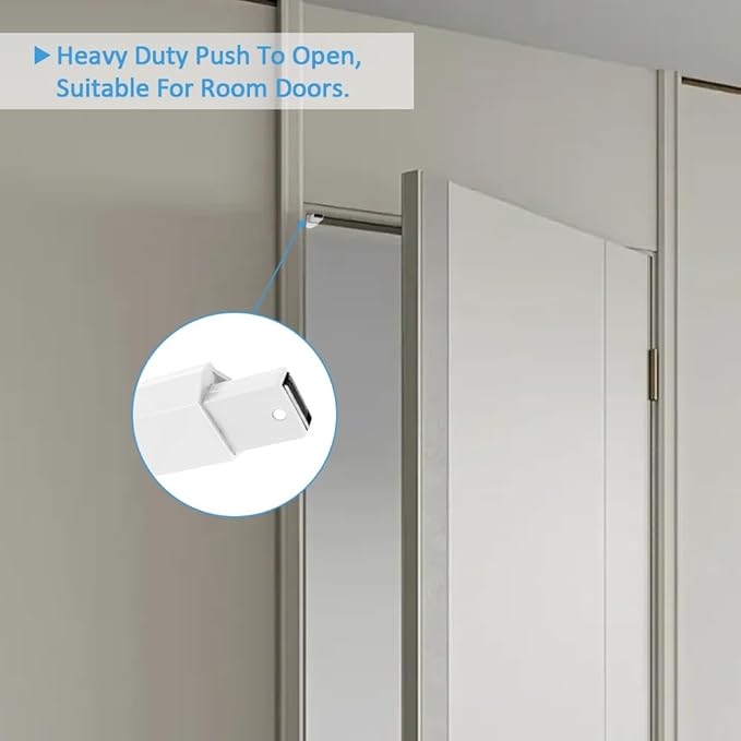 Heavy Duty Push to Open Door Latch,10 Pack White Magnetic Push Latches, Hidden Push Touch Latch Hardware for Push to Open Cabinet,Magnetic Door Catch for Cabinet Drawer Wardrobe Kitchen Door-BubblyBeeBaby