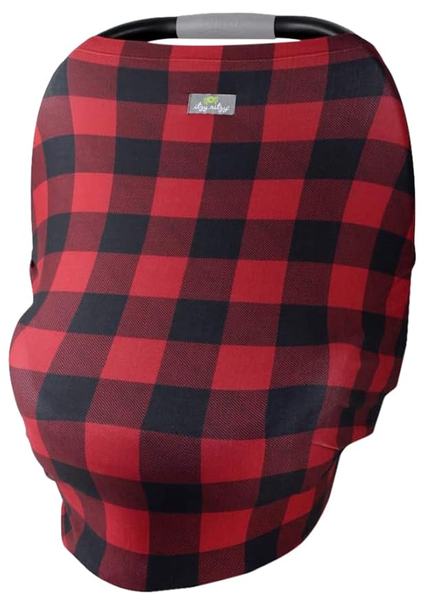 Itzy Ritzy 4-in-1 Nursing Cover, Car Seat Cover, Shopping Cart Cover & Infinity Scarf – Breathable, Multi-Use Nursing Cover Up for Breastfeeding, Carseat Canopy & Stroller Cover (Buffalo Plaid)-BubblyBeeBaby