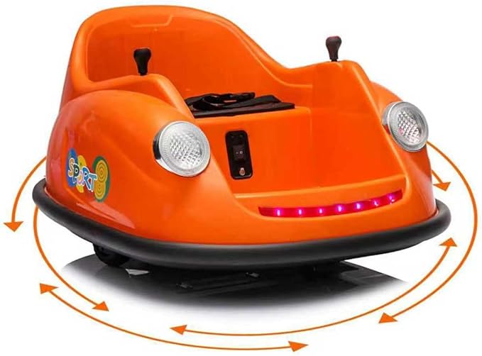 12V Bumper Car for Toddlers, Electric Toy Ride on Battery Car with Kids W/Parent Remote Control, 2-Speed, 360 Degree Spin, Music & LED Lights for Kids, Orange-BubblyBeeBaby