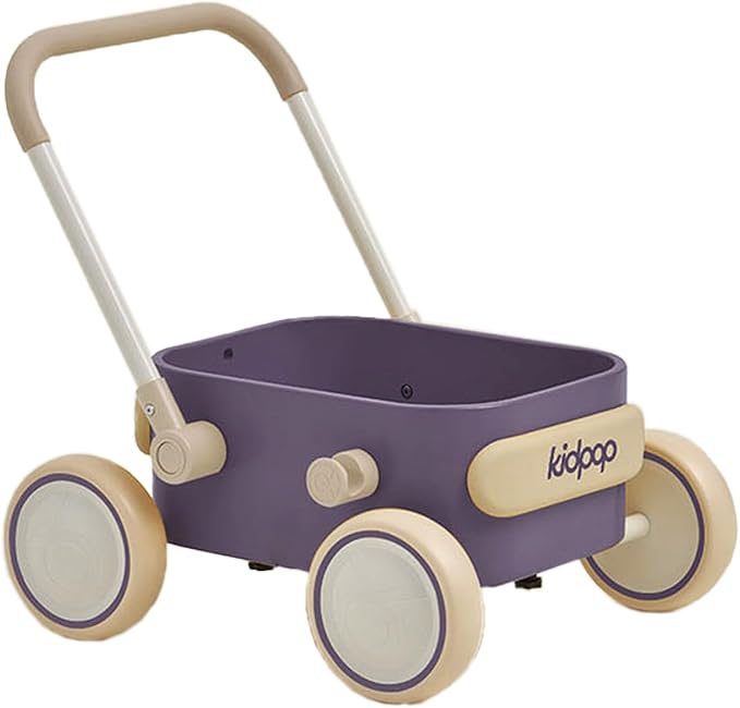 Kidpop PULA 2-in-1 Push and Pull-Along Wagon, Baby Push Walker for First Learner from 7 Month to 4 Year, One Year Birthday Gifts, Sturdy and Safe, Indoors and Outdoors (Purple)-BubblyBeeBaby