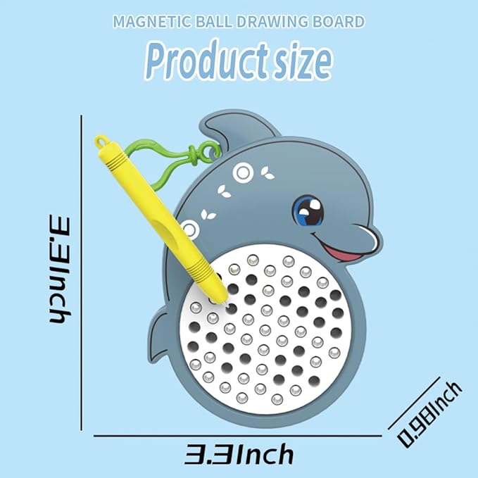 1PCS Dolphin Magnetic Drawing Board for Kids & Toddlers with Beads and Magnet Stylus Pen - Magnetic Travel Toy for Airplane & Car Ride Activities for Kids-BubblyBeeBaby