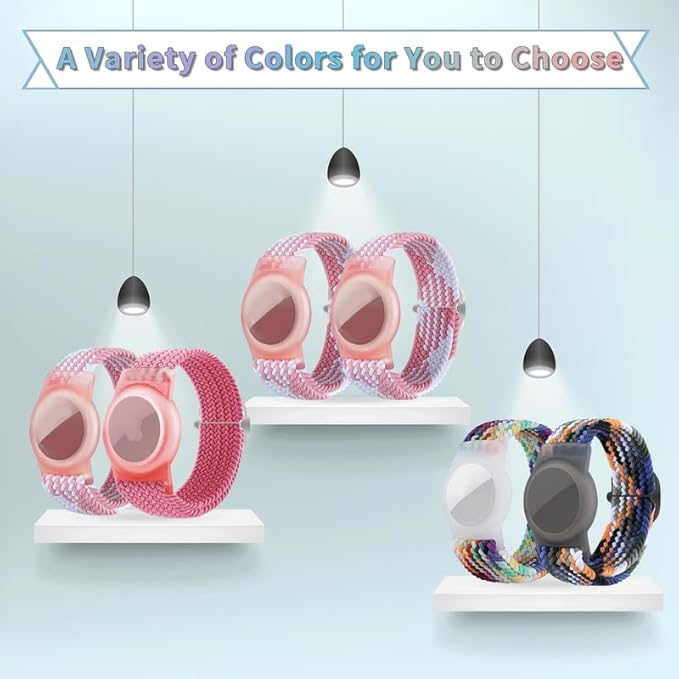 2 Pack Kids Bracelet Compatible with AirTag, GPS Kid Tracker Holder Braided Wristband for Apple Air Tag, 2022 Upgraded Nylon Adjustable Anti Lost Watch Band Fits Airtag for Kids Children Elders-BubblyBeeBaby