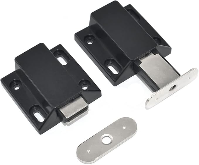 10 Pack Magnetic Push Latch Catch Push to Open Latch Pressure Touch Release Cabinet Catch for Doors Drawers Release Latch Kitchen Drawer Push Catch Pop Out Latch (Black)-BubblyBeeBaby