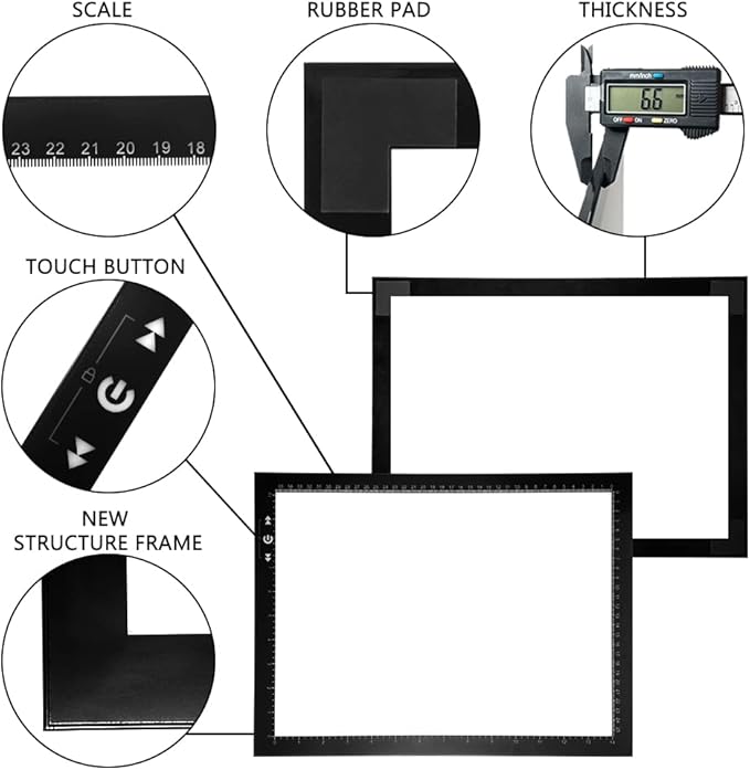 HSK B4/A3s Artist tracing Light Box Copy Table,USB Power Dimmerable 6000 Lux Lock Button Artcraft Light Pad for Tatto Drawing, Sketching, Animation,Diamond Painting-BubblyBeeBaby