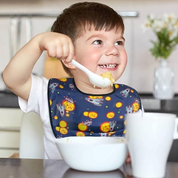 Baby bibs Waterproof Toddler bib - Feeding bib with Pocket for Infant Boy Girl Washable 6-36M-BubblyBeeBaby