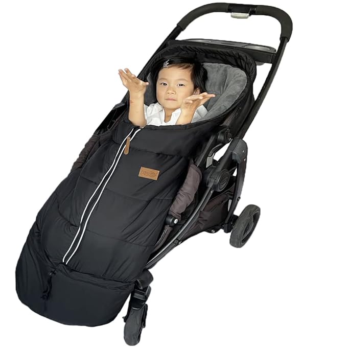 funlife Universal Stroller Bunting Bag for 0-5T with Length Extension,Ultra Soft Waterproof Outdoor Sleeping Bag with Hoodie,Warm Winter Stroller Blanket for Infant Toddler-BubblyBeeBaby