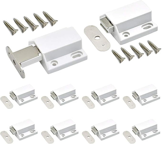 10 Pack Magnetic Push Latch Catch Push to Open Latch Pressure Touch Release Cabinet Catch for Doors Drawers Release Latch Kitchen Drawer Push Catch Pop Out Latch (White)-BubblyBeeBaby