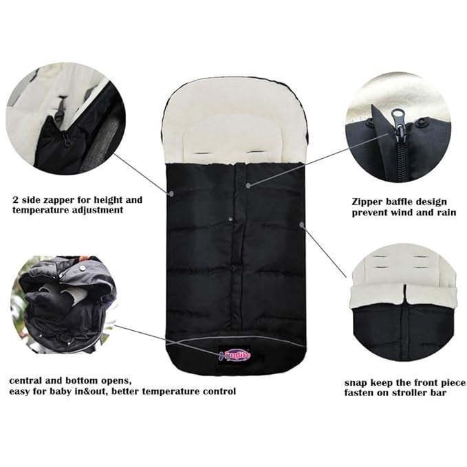 Cozy Baby Sleeping Bag Adaptable for Most Style Strollers,Comfortable Warm Coral Lining, Practical Design of Toddler Stroller Footmuff-BubblyBeeBaby