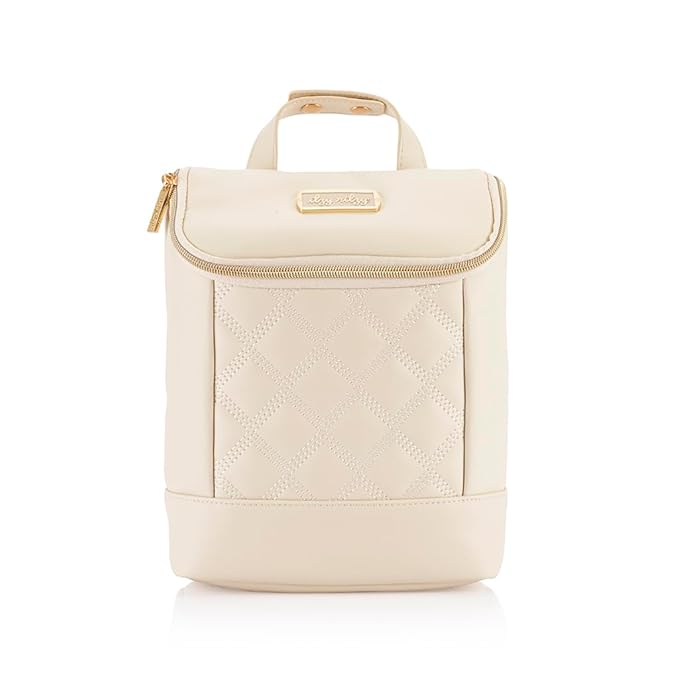 Itzy Ritzy Insulated Bottle Bag – Keeps Bottles Warm or Cool - Holds 3 Bottles & Features Interior Pocket for Ice Pack (Not Included), Milk & Honey-BubblyBeeBaby