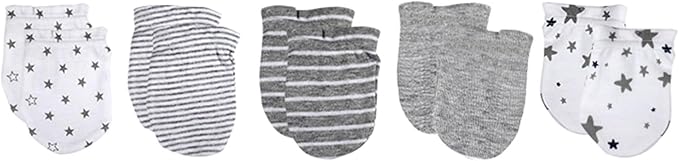 5 Pairs Baby Not Scratch Mittens 0-6 Months New Born Boy Girl Gloves Cute Infant Accessories-BubblyBeeBaby