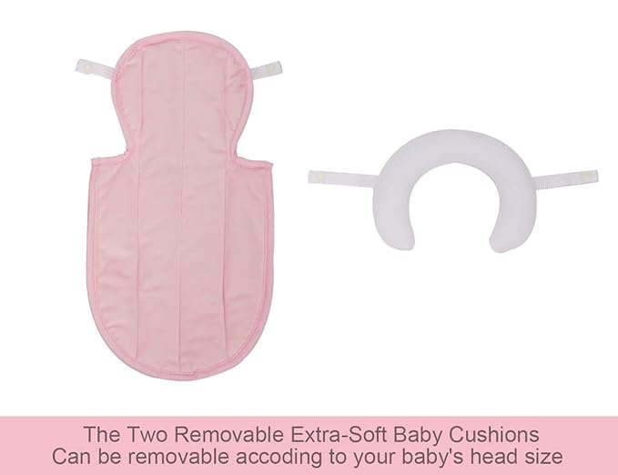 COOLBEBE New 2-in-1 Babybody Supports for Baby Newborn Infants - Extra Soft Stroller Cushion Pads Car Seat Insert, Perfect for Carseats, Strollers, Swings, Pink-BubblyBeeBaby