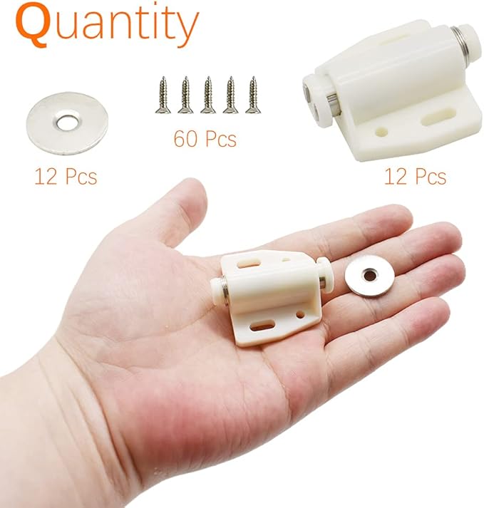 12Pack Magnetic Touch Push to Open Door Latch for Heavy Duty Door Push Release Latch Kitchen Drawer Push Catch Pop Out Latch Kitchen Closet Door Closing (White)-BubblyBeeBaby