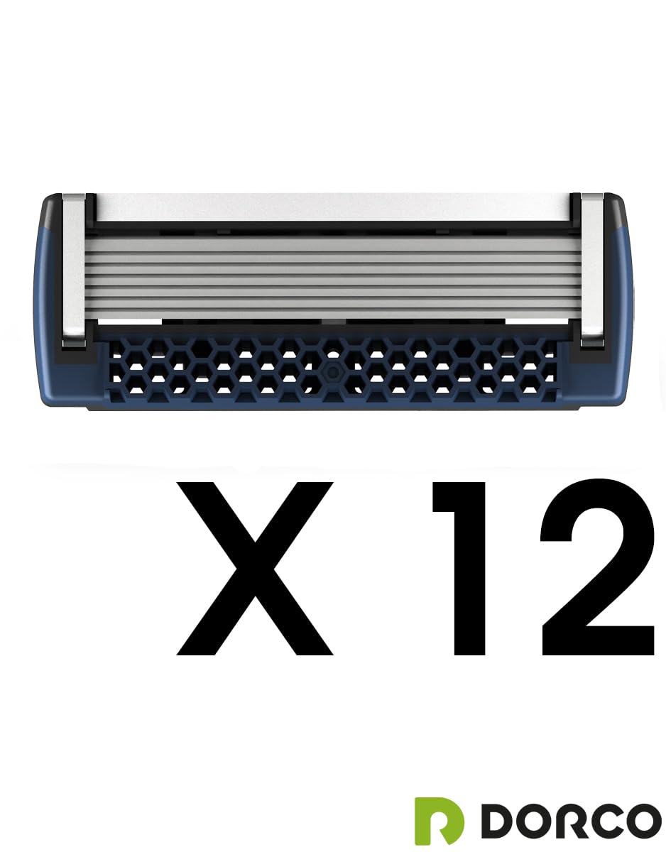 DORCO Pace Classic - Seven Blade Razor System with Pivoting Head and Premium Handle- 12 Pack Refill (No Handle)