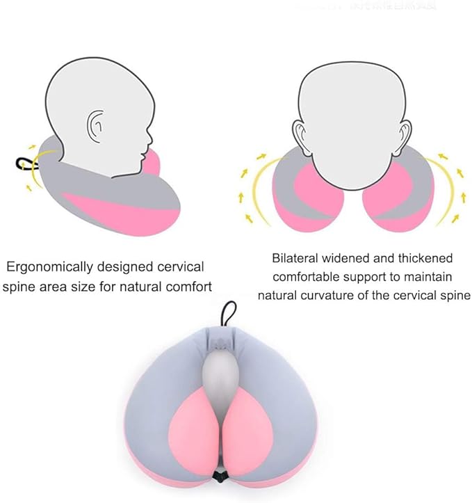 MOOB Kids Pillow Support Neck Pillow for Car & Airplane, Traveling Gifts for Toddler & Children U-Shape Car Seat Head Travel Neck Pillow Support Pink …-BubblyBeeBaby