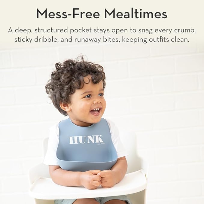 Bella Tunno Baby Bib for Eating, Waterproof Silicone Bib with Large Food Catcher, Adjustable Fit for Babies 4-12 months & Toddlers 1-3 Years, Boys & Girls, Party Animal-BubblyBeeBaby
