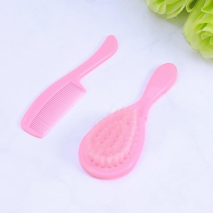 HEALLILY Kids Comb Baby Hair Brush and Comb Set for Newborn Scalp Grooming Product for Infant Toddler Kids (Pink)-BubblyBeeBaby