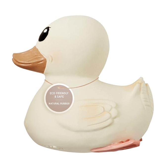HEVEA Kawan Mini Rubber Duck - 100% Natural Rubber Baby Bath Toy - Eco Friendly, Perfect for Playing, Teething, and Bathing - Mold Free Bath Toys - Marshmallow White-BubblyBeeBaby
