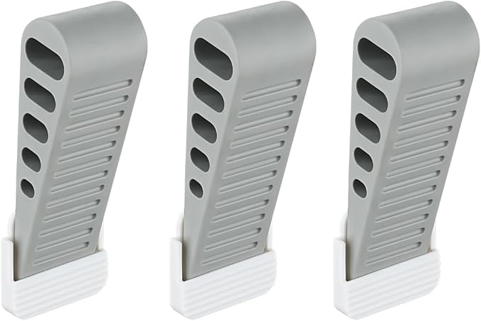 JQK Rubber Door Stopper Wedge, Grey 3 Pack Soft TPR Premium Door Stops for Bottom of Heavy Duty Door on Tile, Concrete, Carpet, Wooden Floor, DSB61-GY-P3-BubblyBeeBaby