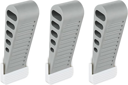 JQK Rubber Door Stopper Wedge, Grey 3 Pack Soft TPR Premium Door Stops for Bottom of Heavy Duty Door on Tile, Concrete, Carpet, Wooden Floor, DSB61-GY-P3-BubblyBeeBaby