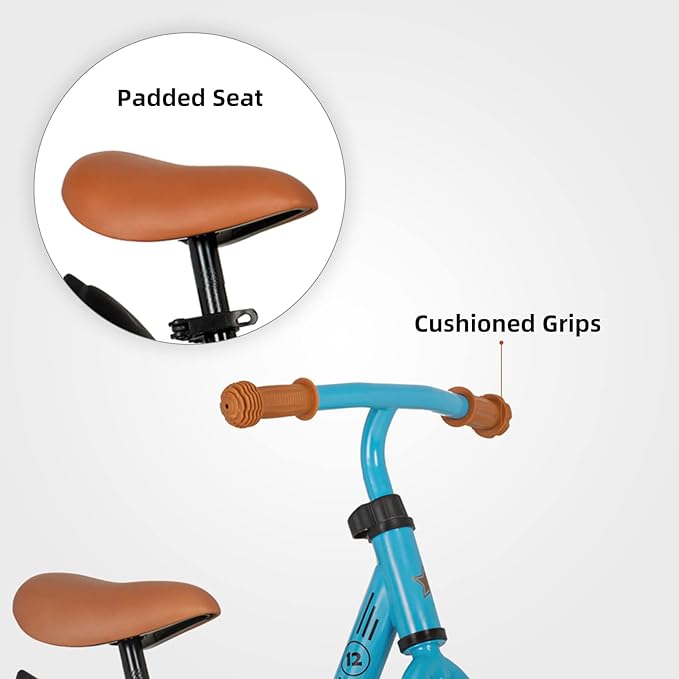 JOYSTAR 10"/12" Toddler Balance Bike for Girls & Boys, Ages 18 Months to 5 Years, Kids Push Bike with Footrest & Adjustable Seat Height, First Birthday Gifts for 2-5 Boys Girls-BubblyBeeBaby