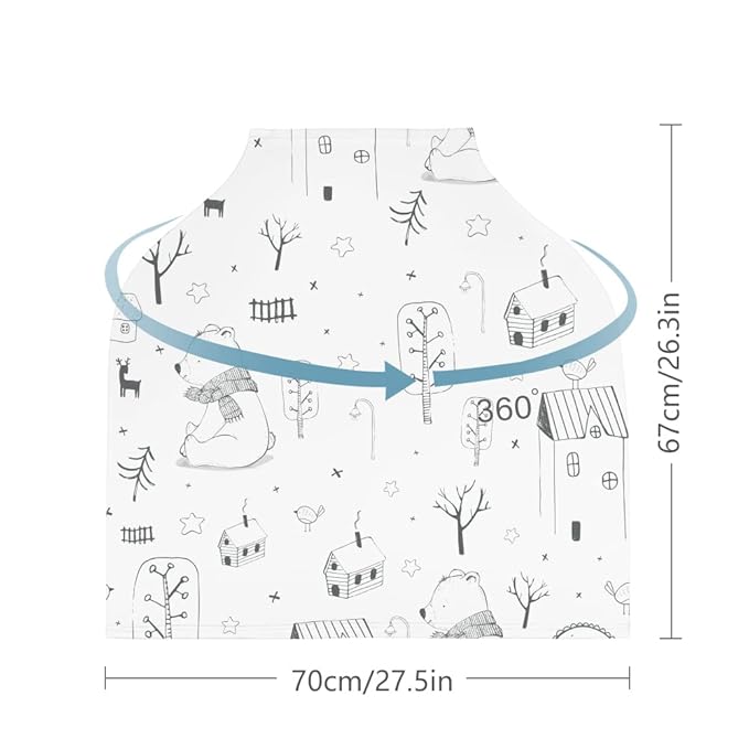 Yoofoss Nursing Cover Breastfeeding Scarf - Baby Car Seat Covers, Infant Stroller Cover, Strechy Carseat Canopy for Boys and Girls (Bear)-BubblyBeeBaby